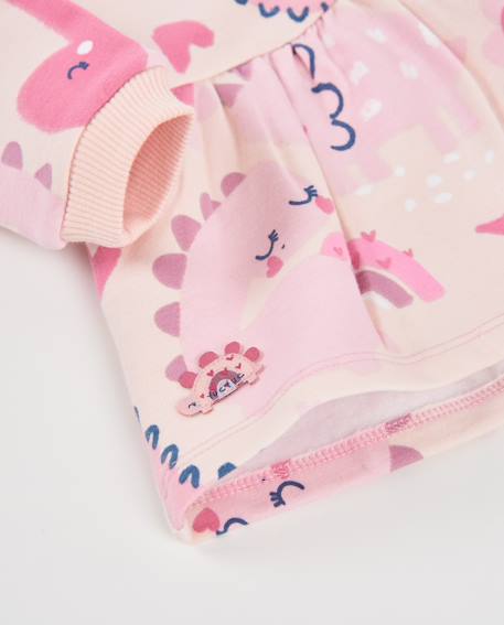 Robe en molleton pour bébé avec imprimé dinosaures Rose 4 - vertbaudet enfant 