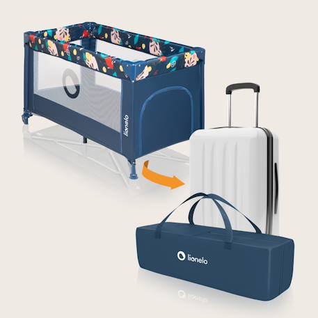Lit parapluie parc bébé 2en1 stefi 125 x 65 cm avec roulettes et sac, 0-36 mois Blue navy 4 - vertbaudet enfant 