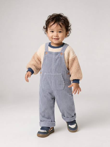 Ensemble salopette et sweat bébé bleu grisé 2 - vertbaudet enfant 