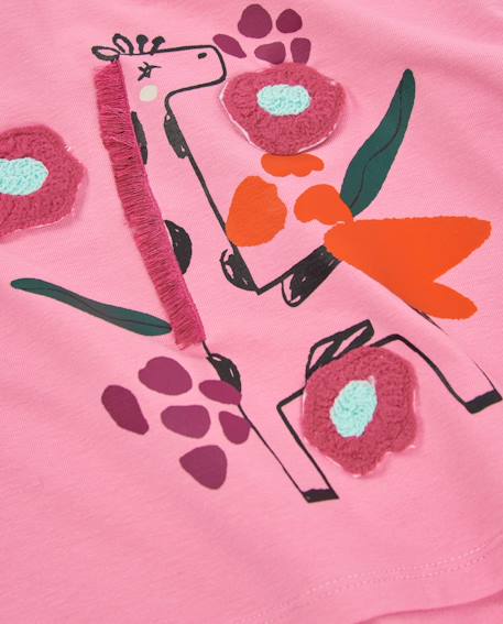 T-shirt bébé fille en jersey à imprimé floral et motif girafe Rose 4 - vertbaudet enfant 