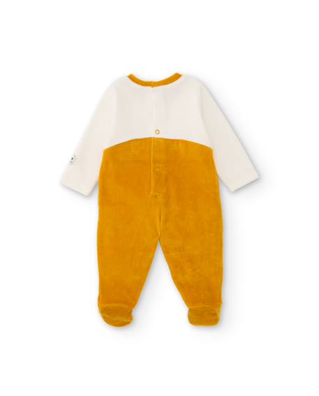 Barboteuse en peluche pour bébé avec motif d'ours Jaune 2 - vertbaudet enfant 