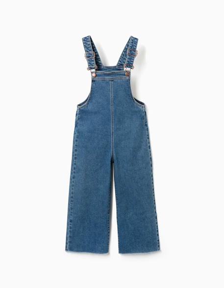 Salopette en jean large à ourlets effilochés Bleu 1 - vertbaudet enfant 