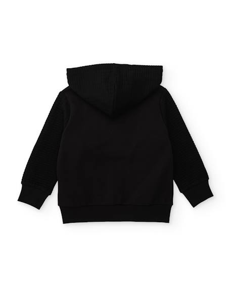 Sweat à capuche pour garçon en molleton avec patch décoratif Noir 2 - vertbaudet enfant 