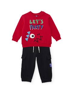 -Ensemble en molleton garçon  sweat à message et pantalon assorti