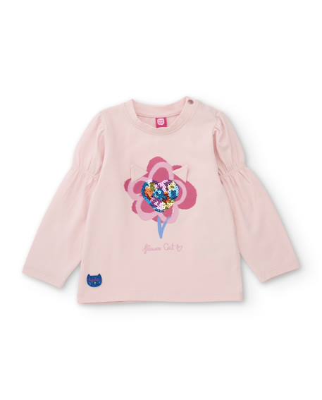 T-shirt bébé fille en jersey à motif cœur et sequins Rose 2 - vertbaudet enfant 