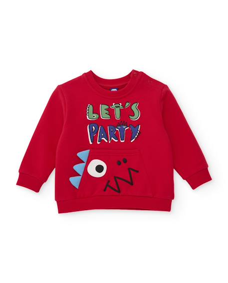Sweat bébé garçon en molleton à message fantaisie Rouge 1 - vertbaudet enfant 