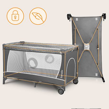 Lit parapluie parc bébé 3en1 flower 0-36 mois avec pliage rapide et roulettes Flamingo+Grey scandi 8 - vertbaudet enfant 
