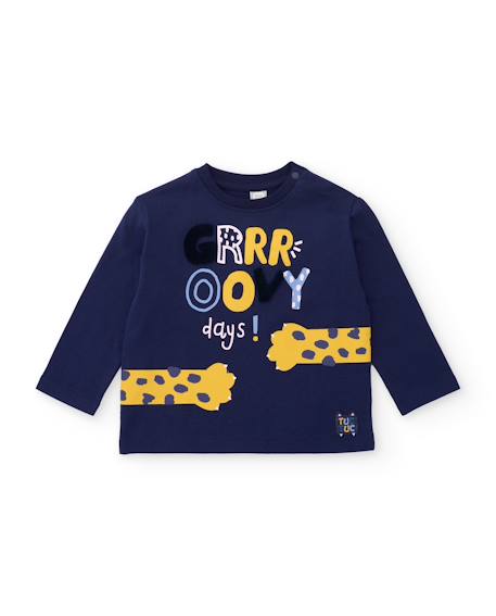 T-shirt à manches longues garçon en jersey imprimé original Bleu 1 - vertbaudet enfant 