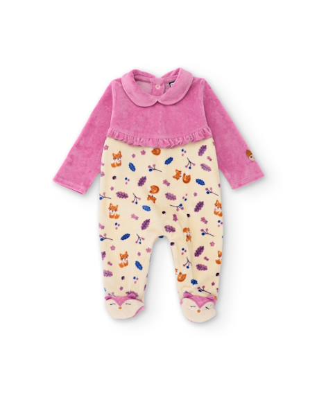 Barboteuse en maille pour bébé avec imprimé petits animaux Rose 1 - vertbaudet enfant 