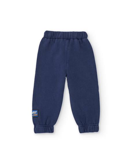 Pantalon en molleton pour garçon avec taille élastique et cordon de serrage Bleu 2 - vertbaudet enfant 