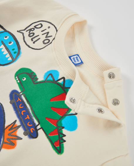 Sweat bébé garçon en molleton chaud à motif dinosaures Blanc 4 - vertbaudet enfant 