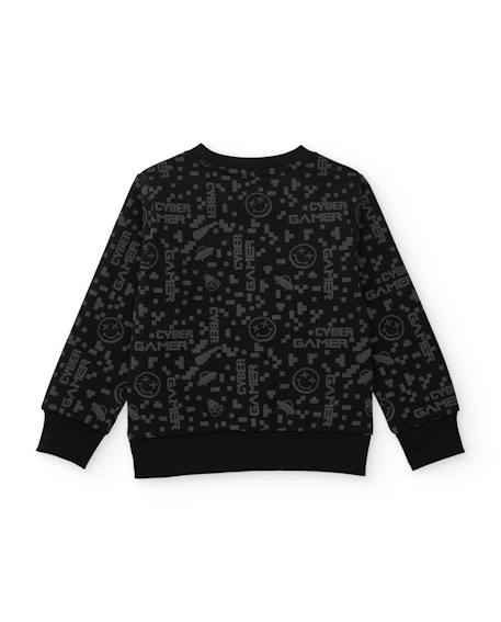Ensemble pour garçon avec sweat en coton à design pixélisé et pantalon jogger Noir 4 - vertbaudet enfant 