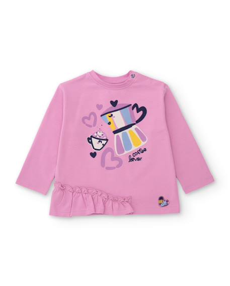 T-shirt en jersey fille à manches longues et imprimé cafetière moka Rose 2 - vertbaudet enfant 