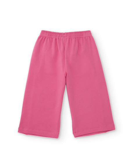 Pantalon fille en molleton avec broderie et taille élastique Rose 2 - vertbaudet enfant 