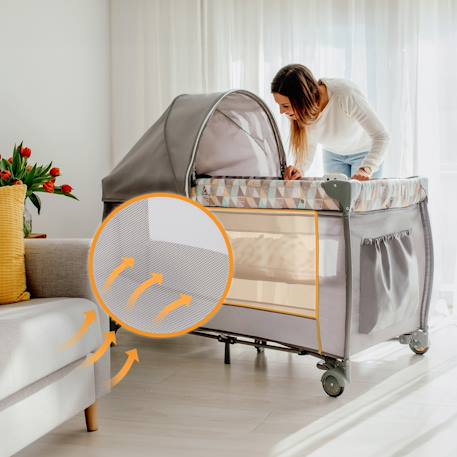 Lit parapluie parc bébé 3en1 sven plus 0-36 mois avec table à langer et moustiquaire Beige latte+Beige olive+Grey scandi 5 - vertbaudet enfant 