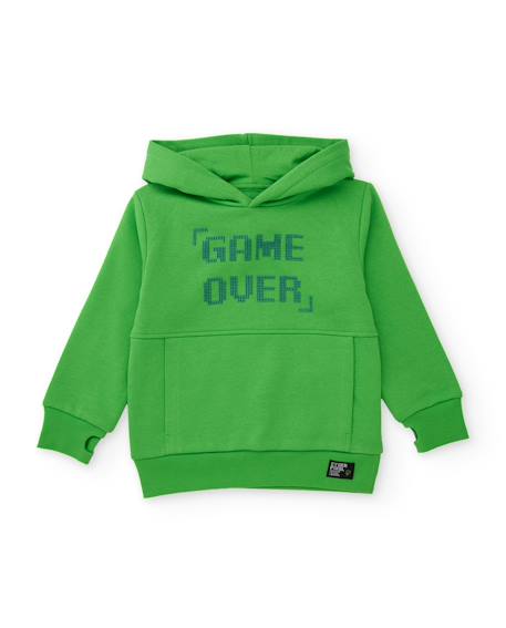 Sweat à capuche pour garçon en molleton avec design jeux vidéo Vert 2 - vertbaudet enfant 