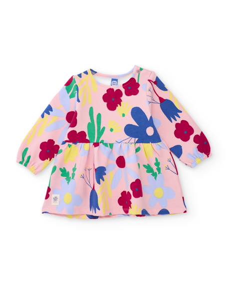 Robe fille en molleton à imprimé floral all-over Rose 1 - vertbaudet enfant 