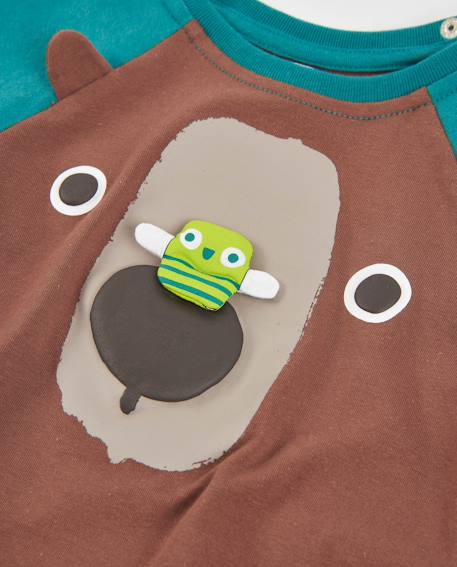 T-shirt garçon en jersey à motif ours et manches longues Marron 3 - vertbaudet enfant 