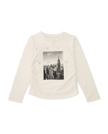 T-shirt pour fille en maille à manches longues et design de ville Blanc 2 - vertbaudet enfant 