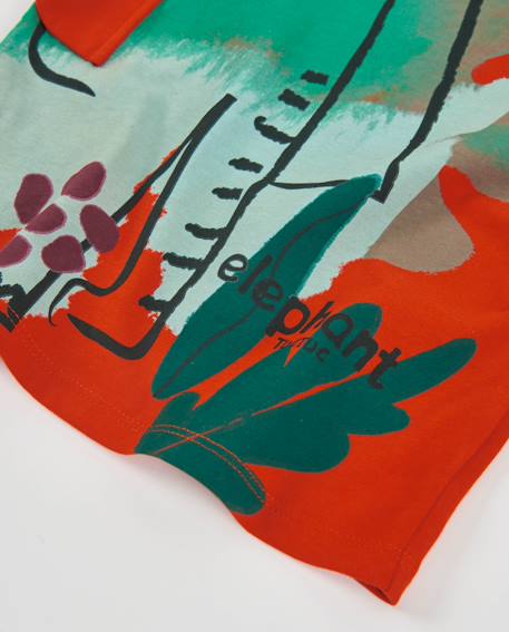 T-shirt garçon en jersey manches longues à motif éléphant Orange 4 - vertbaudet enfant 