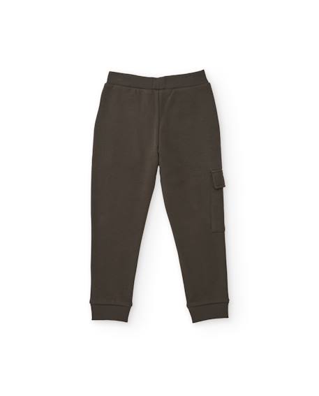 Pantalon pour garçon en molleton avec poche cargo et taille élastique Marron 2 - vertbaudet enfant 