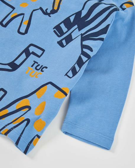 T-shirt à manches longues garçon en jersey à motif tigres all-over Bleu 4 - vertbaudet enfant 