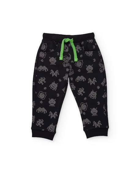 Pantalon en molleton pour bébé garçon avec imprimé amusant Noir 1 - vertbaudet enfant 