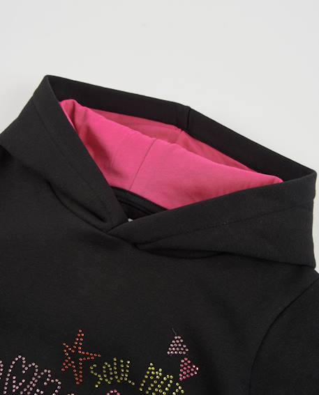 Robe fille en molleton avec capuche doublée et design fantaisie Noir 3 - vertbaudet enfant 