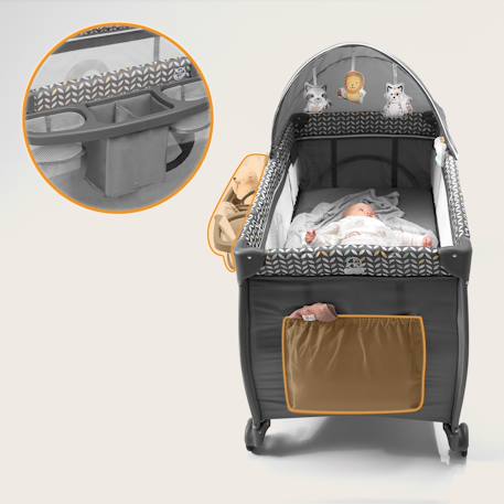 Lit parapluie parc bébé 3en1 sven plus 0-36 mois avec table à langer et moustiquaire Beige latte+Beige olive+Grey scandi 15 - vertbaudet enfant 