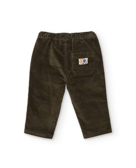 Pantalon bébé garçon en velours côtelé avec taille ajustable et toucher doux Vert 2 - vertbaudet enfant 