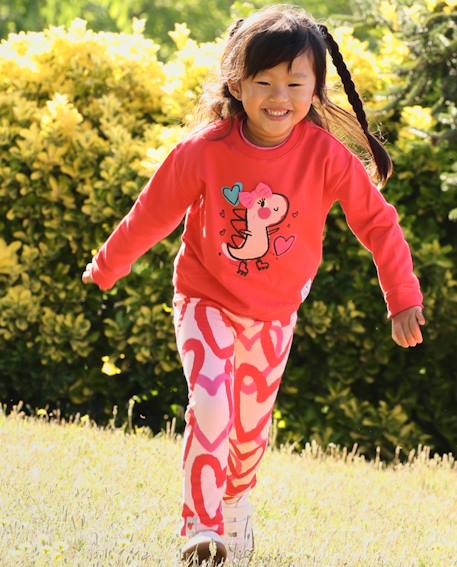 Ensemble fille en molleton avec sweat à motif ludique et leggings assortis Rouge 1 - vertbaudet enfant 