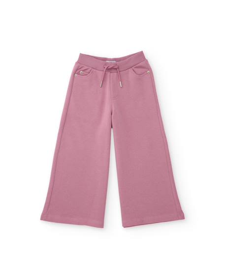 Pantalon fille en maille à coupe large et taille élastique Rose 1 - vertbaudet enfant 