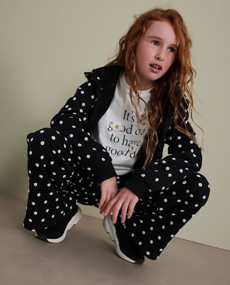 T-shirt fille en maille avec imprimé floral et message inspirant Blanc 1 - vertbaudet enfant 