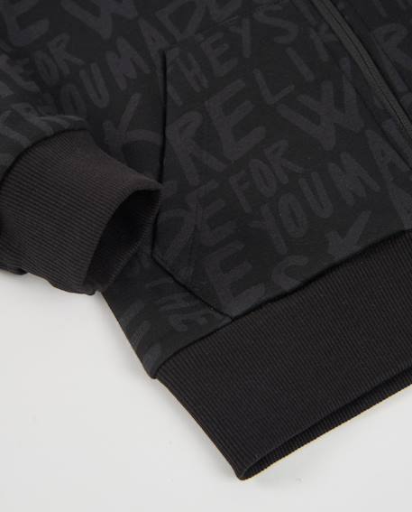 Sweat garçon en molleton avec capuche et fermeture éclair Noir 4 - vertbaudet enfant 