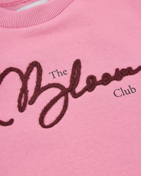 Sweat-shirt fille en molleton avec logo brodé et poignets côtelés Rose 4 - vertbaudet enfant 