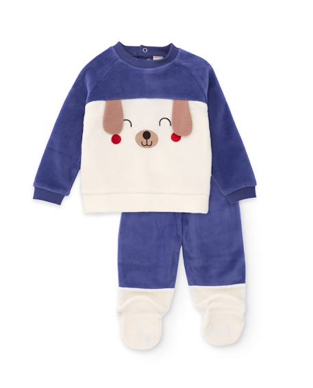 Ensemble en peluche pour bébé avec appliqué de petit chien Violet 1 - vertbaudet enfant 