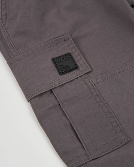Pantalon cargo pour garçon en toile avec ceinture ajustable Gris 4 - vertbaudet enfant 