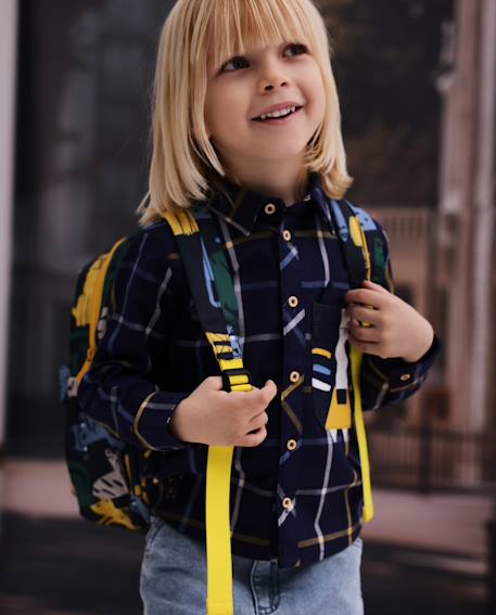 Chemise à carreaux garçon en toile de coton fermeture boutonnée Bleu 1 - vertbaudet enfant 