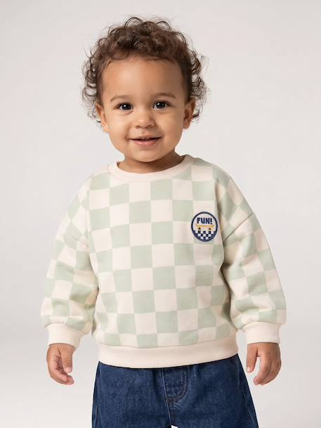 Sweat bébé garçon manches longues vert sauge 1 - vertbaudet enfant 