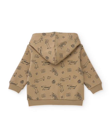 Ensemble en molleton pour garçon avec sweat à capuche et fermeture éclair sur le devant Marron 4 - vertbaudet enfant 
