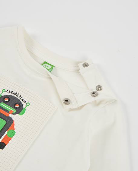 T-shirt en maille pour garçon avec imprimé robot Blanc 3 - vertbaudet enfant 