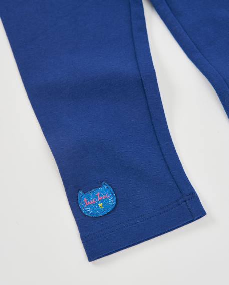 Legging fille en maille avec taille élastique et tissu doux Bleu 4 - vertbaudet enfant 