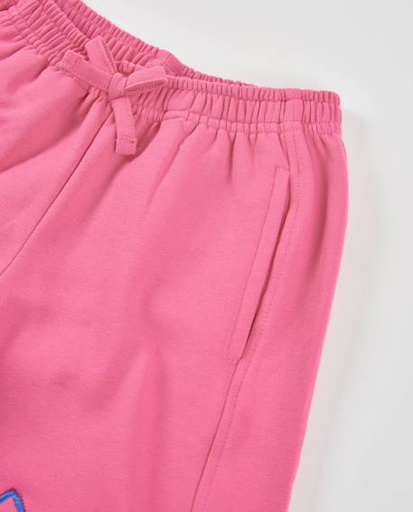 Pantalon fille en molleton avec broderie et taille élastique Rose 3 - vertbaudet enfant 