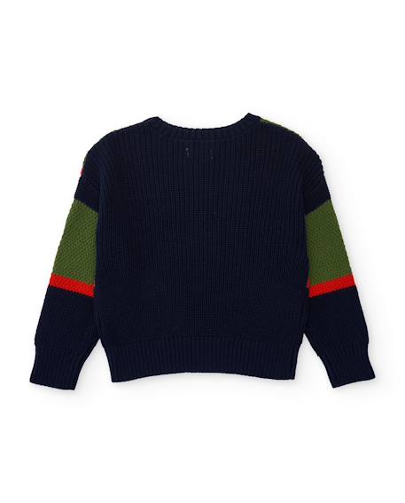 Pull garçon en tricot avec rayures contrastées et tons vifs Bleu 3 - vertbaudet enfant 
