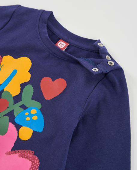 T-shirt fille en jersey à manches longues et imprimé fleuri Bleu 3 - vertbaudet enfant 