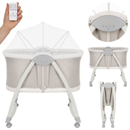 Lit bébé berceau 2en1 gaya pliable avec 4 roues et moustiquaire Beige latte+Beige sand 7 - vertbaudet enfant 