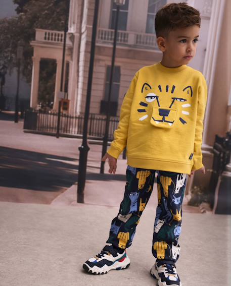 Ensemble en molleton bébé garçon sweat motif tigre et pantalon assorti Jaune 1 - vertbaudet enfant 