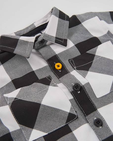 Chemise bébé garçon en toile à carreaux avec poche brodée Noir 3 - vertbaudet enfant 
