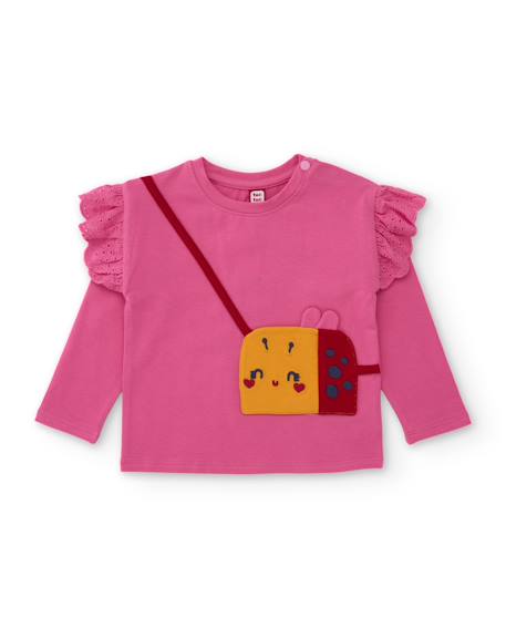 T-shirt fille en jersey à volants au design ludique Rose 2 - vertbaudet enfant 