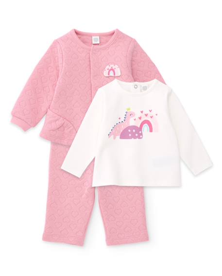 Ensemble bébé en molleton avec imprimé cœurs Rose 1 - vertbaudet enfant 